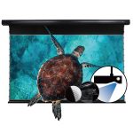 VIVIDSTORM PRO PA Acoustically Transparent Slimline Motorised Drop Down Projector Screen for Ceiling Mounted UST Laser Projector